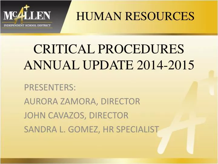 critical procedures annual update 2014 2015