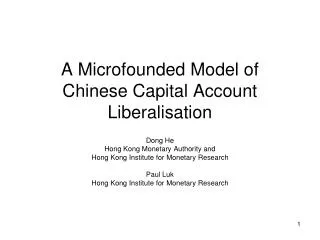A Microfounded Model of Chinese Capital Account Liberalisation