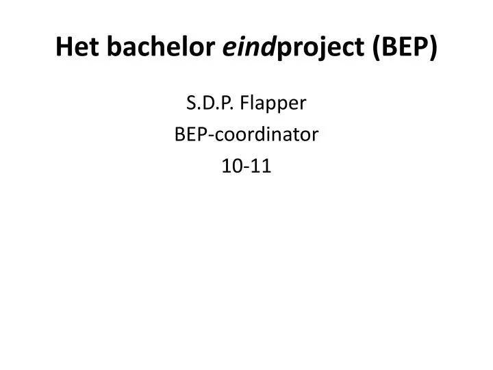 het bachelor eind project bep