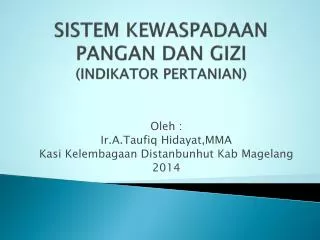 sistem kewaspadaan pangan dan gizi indikator pertanian