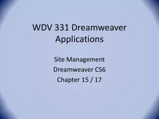 WDV 331 Dreamweaver Applications