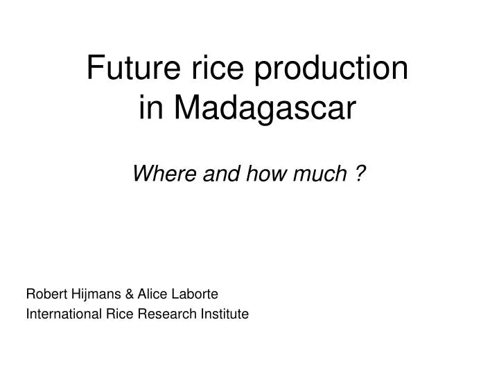 future rice production in madagascar where and how much