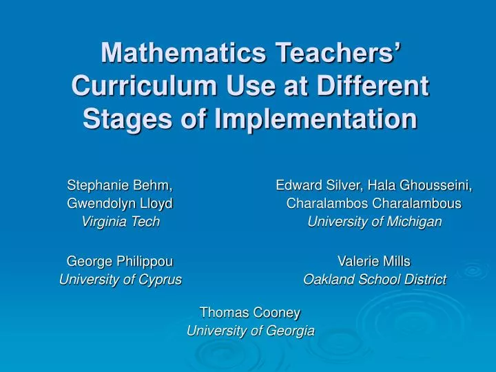 mathematics teachers curriculum use at different stages of implementation