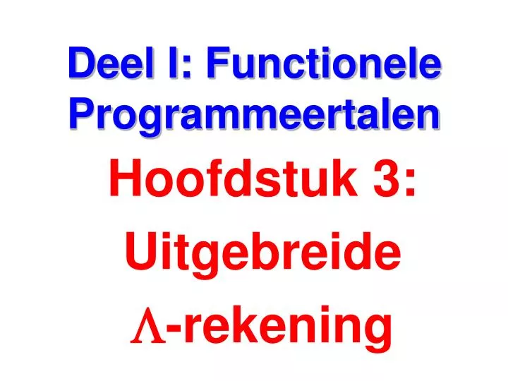 deel i functionele programmeertalen