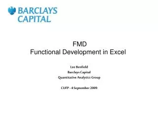 FMD Functional Development in Excel
