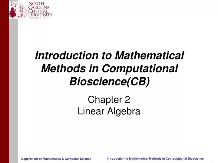 introduction to mathematical methods in computational bioscience cb