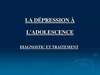 la d pression l adolescence