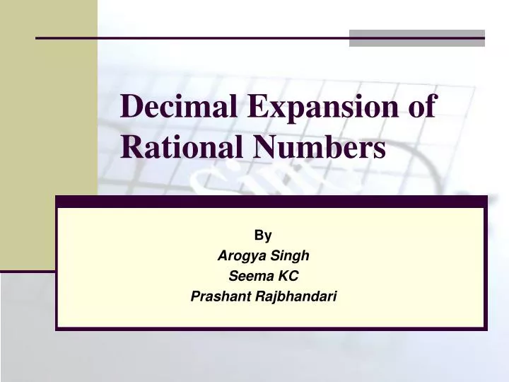 decimal expansion of rational numbers