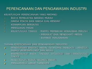 perencanaan dan pengawasan industri