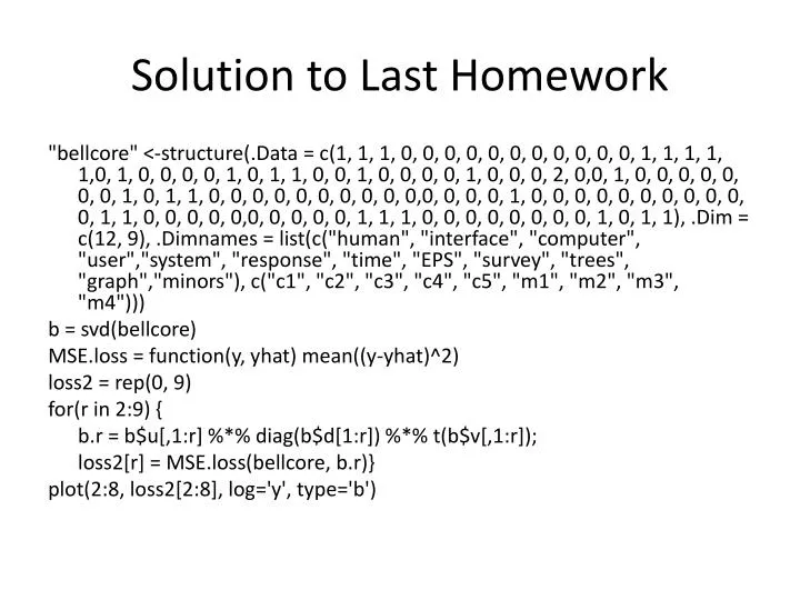 solution to last homework