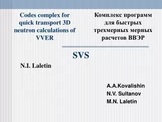 codes complex for quick transport 3d neutron calculations of vve r
