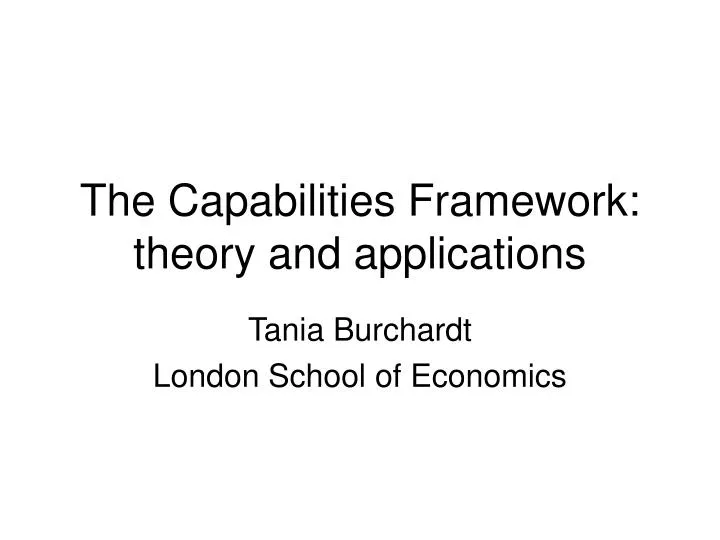 the capabilities framework theory and applications