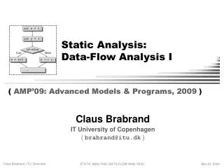 Static Analysis: Data-Flow Analysis I