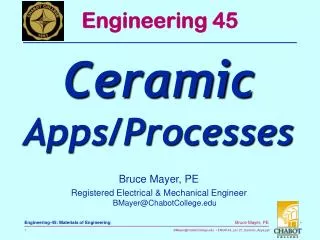 Bruce Mayer, PE Registered Electrical &amp; Mechanical Engineer BMayer@ChabotCollege