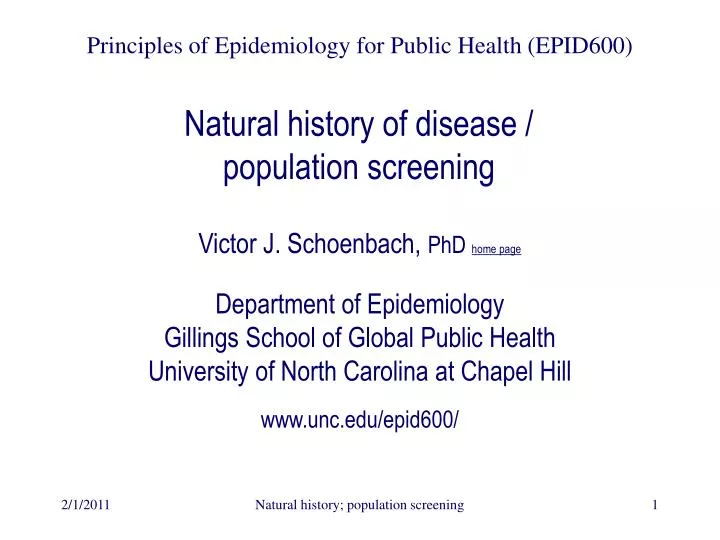 natural history of disease population screening