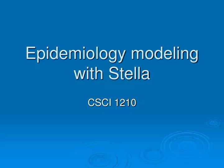 epidemiology modeling with stella