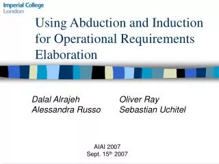 Using Abduction and Induction for Operational Requirements Elaboration