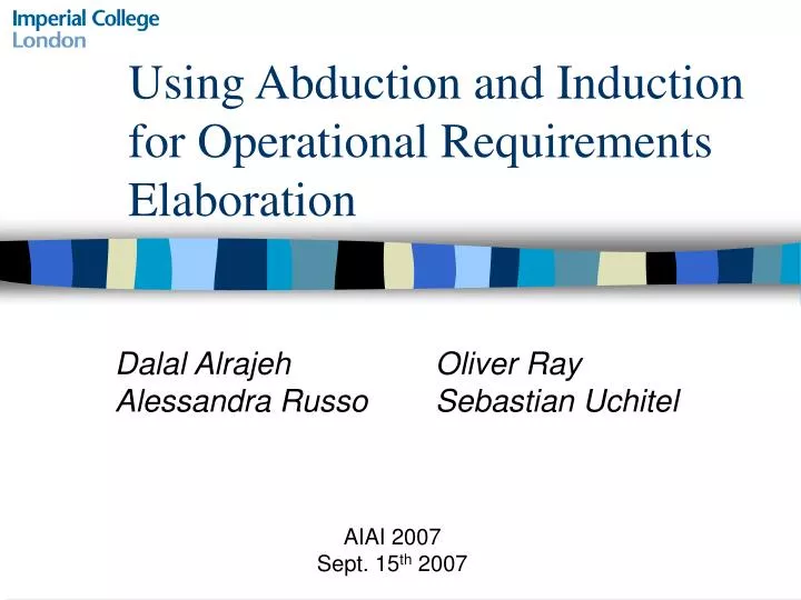 using abduction and induction for operational requirements elaboration