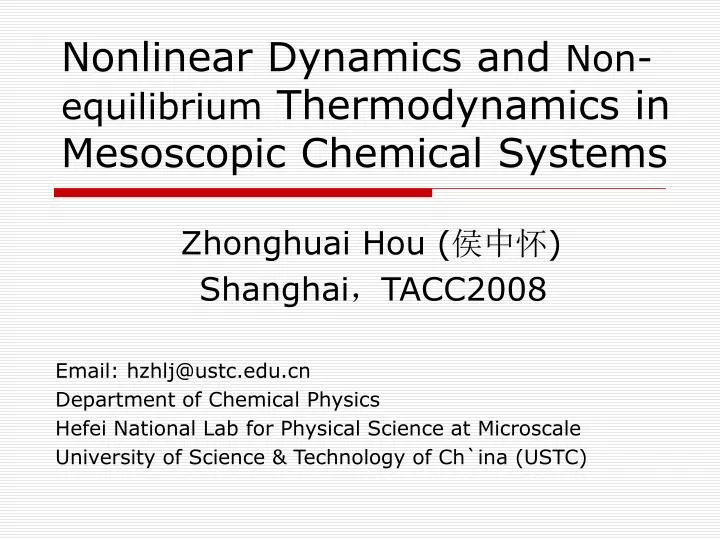 nonlinear dynamics and non equilibrium thermodynamics in mesoscopic chemical systems