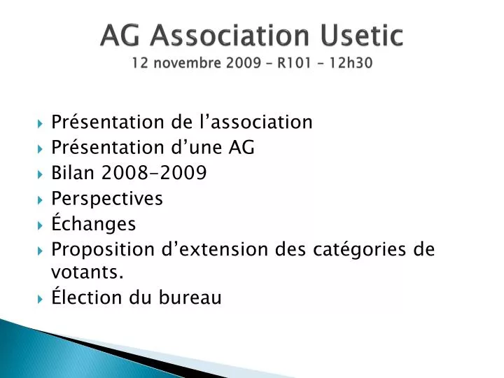 ag association usetic 12 novembre 2009 r101 12h30