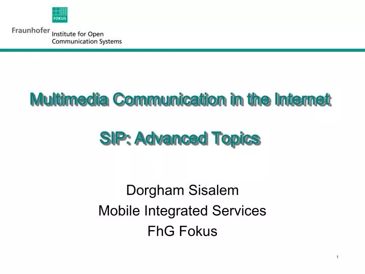 multimedia communication in the internet sip advanced topics