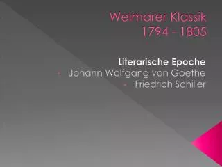 weimarer klassik 1794 1805