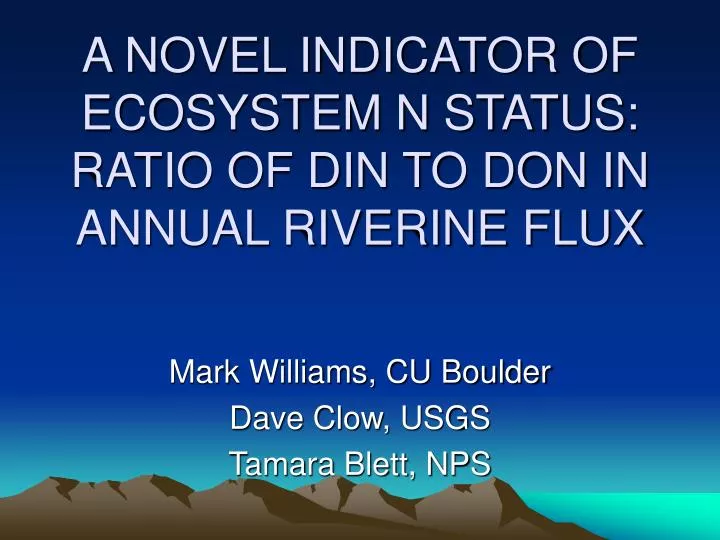 a novel indicator of ecosystem n status ratio of din to don in annual riverine flux