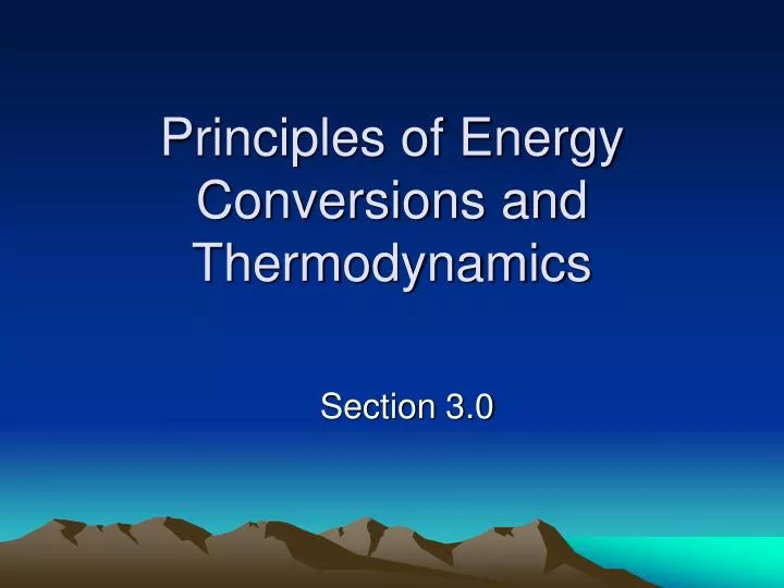 principles of energy conversions and thermodynamics