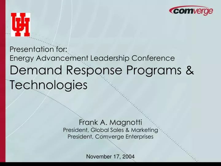 presentation for energy advancement leadership conference demand response programs technologies
