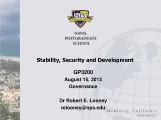 Stability, Security and Development