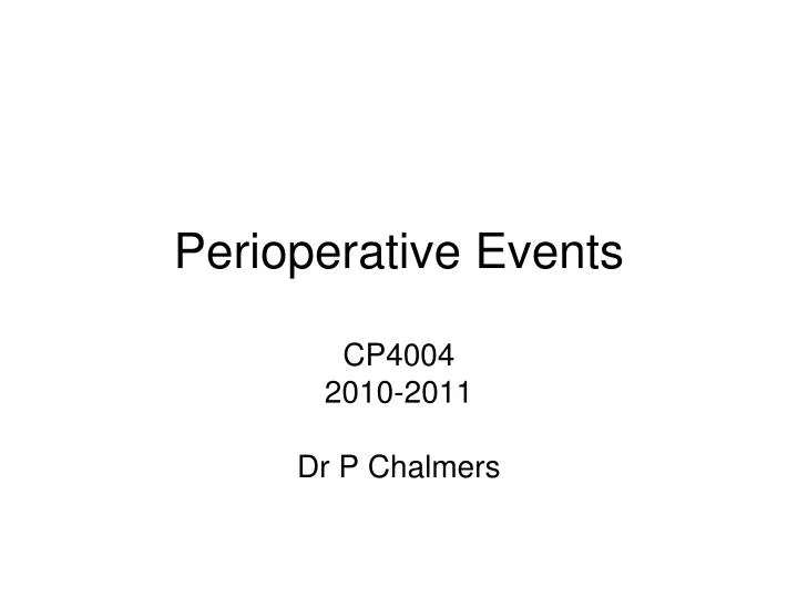 perioperative events
