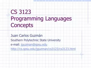 CS 3123 Programming Languages Concepts