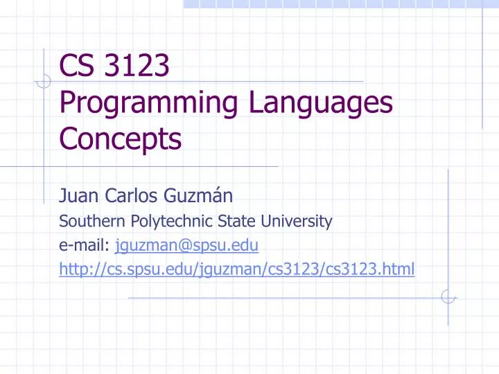 cs 3123 programming languages concepts