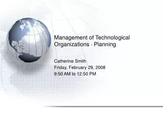 Management of Technological Organizations - Planning