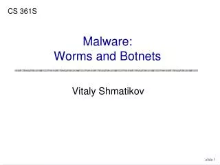 Malware: Worms and Botnets
