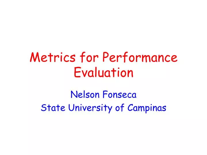 metrics for performance evaluation