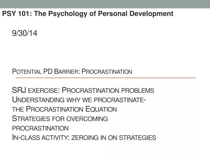 psy 101 the psychology of personal development