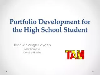 Portfolio Development for the High School Student
