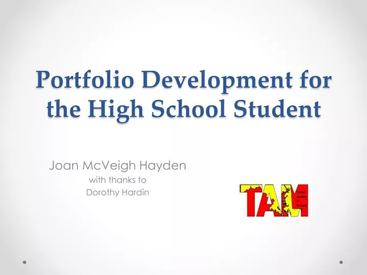 portfolio development for the high school student