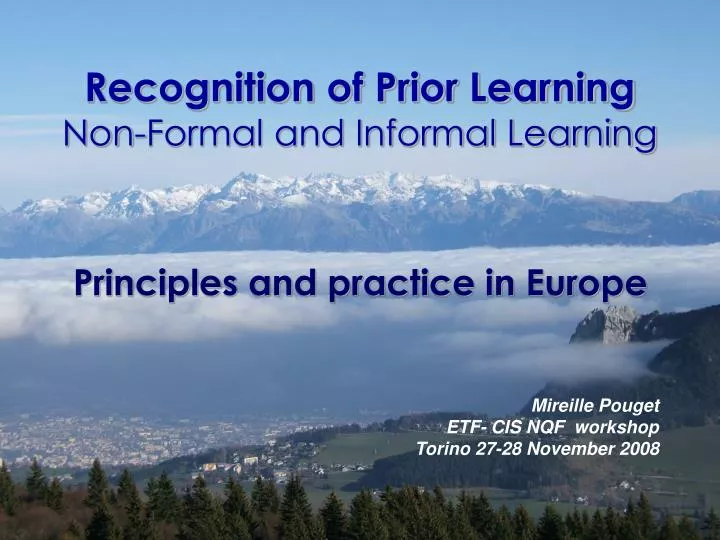 recognition of prior learning non formal and informal learning principles and practice in europe