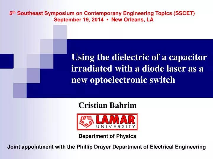 using the dielectric of a capacitor irradiated with a diode laser as a new optoelectronic switch
