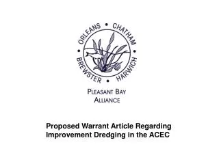 Proposed Warrant Article Regarding Improvement Dredging in the ACEC