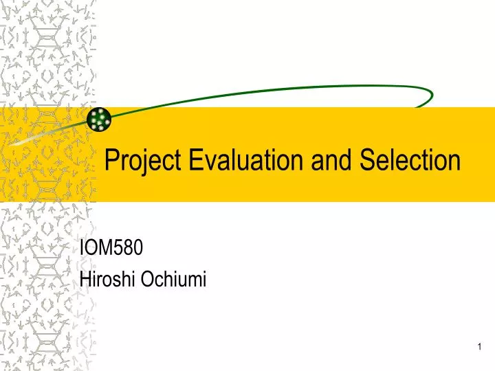 project evaluation and selection