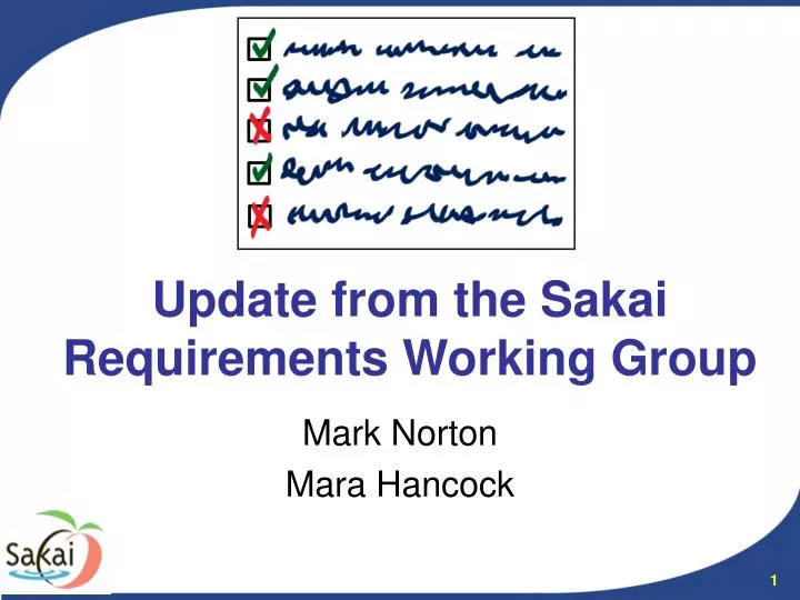 update from the sakai requirements working group