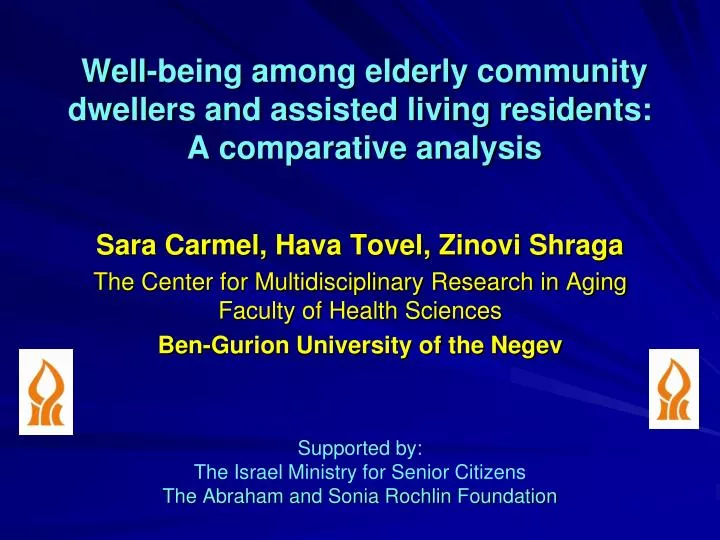 well being among elderly community dwellers and assisted living residents a comparative analysis