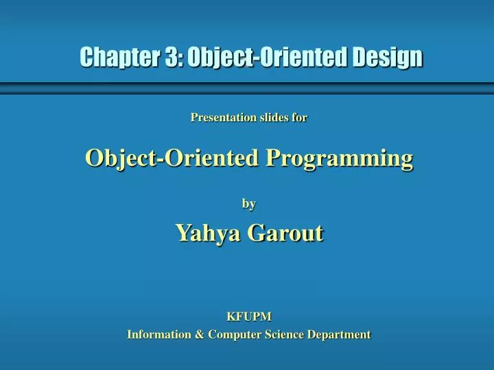 chapter 3 object oriented design