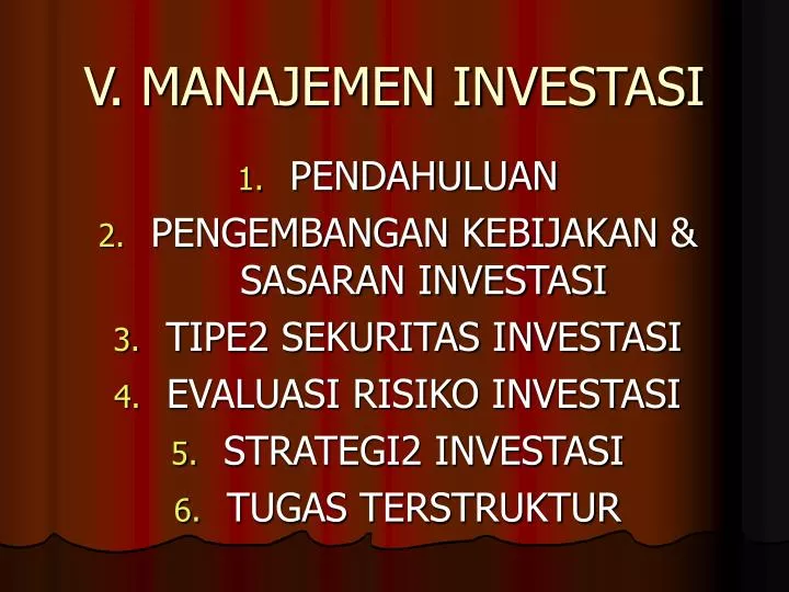 v manajemen investasi