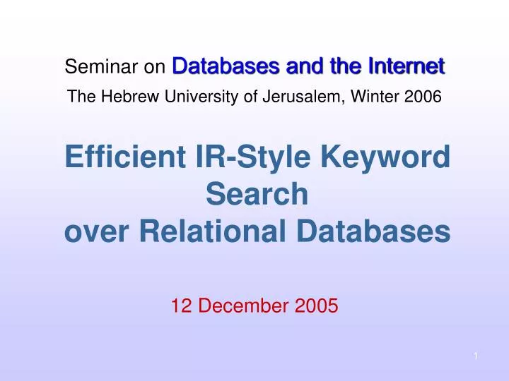 efficient ir style keyword search over relational databases