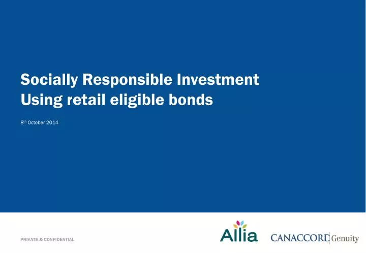 socially r esponsible investment using retail eligible bonds