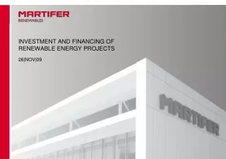 INVESTMENT AND FINANCING OF RENEWABLE ENERGY PROJECTS